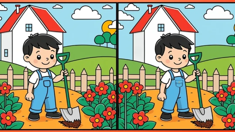 Zeka Testi: Kırmızı Çiçekli Bahçedeki 3 Farkı Bul! (12 Saniye)