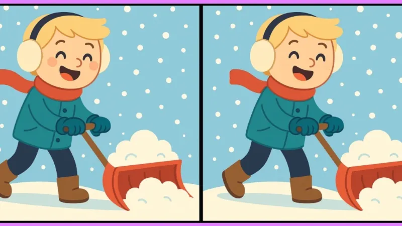 Zeka Testi: Kar Küreyen Çocuklarda 3 Farkı Bul! (12 Saniye)